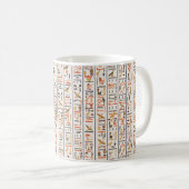 古代エジプト象形文字パターン背景histo コーヒーマグカップ (正面右)