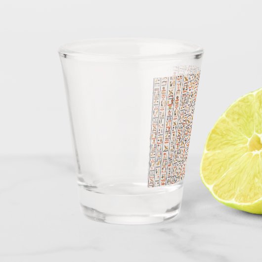 古代エジプト象形文字パターン背景histo ショットグラス (左)
