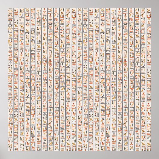 古代エジプト象形文字パターン背景histo ポスター (正面)