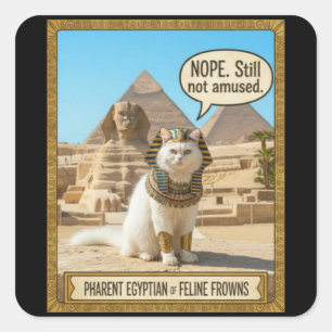 古代エジプト おもしろい 王室 ファラオ 白猫  スクエアシール