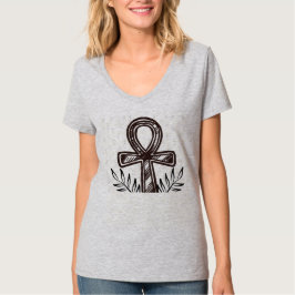 古代エジプト アンクレット & オリーブの枝 ミニマリスト Tシャツ
