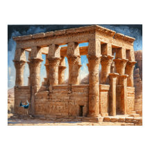 古代エジプト・フィラエ寺院の油絵クイーン