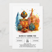 古代エレガントエジお洒落プトのピラミッド誕生日 招待状 (正面/裏面)