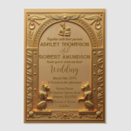 古代エレガントエジプト金ゴールド結婚ズ ベラム紙招待状