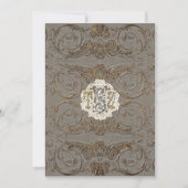 古代エレガント金ゴールドバロックカスタムモノグラムの5 招待状 (正面)
