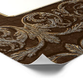 古代エレガント金ゴールドバロックモノグラムのウォールアート ポスター (角)