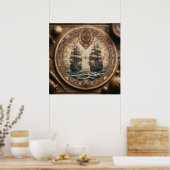 古代オランダ(オランダ)のセーリング船 ポスター (キッチン)