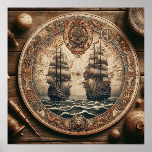 古代オランダ(オランダ)のセーリング船 ポスター (正面)
