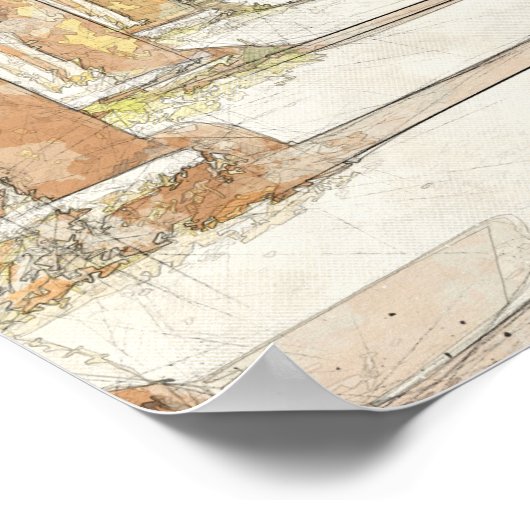 古代オリンピア遺跡のスケッチのポスター – ギリシャ ポスター (角)