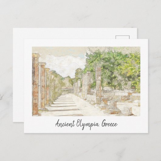 古代オリンピア,ギリシャのはがき – ヴィンテージ旅行 ポストカード (正面/裏面)