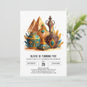 古代カスタムエジプトのピラミッモダンド誕生日 招待状 (スタンド正面)