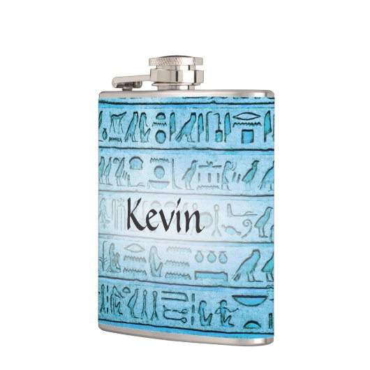 古代カスタムエジプト象形文字ブルー フラスク (左)