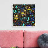 古代カラフルエジプトの象形文字パターン キャンバスプリント (インサイチュ (リビング))