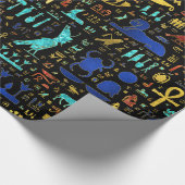 古代カラフルエジプトの象形文字パターン ラッピングペーパー (角)