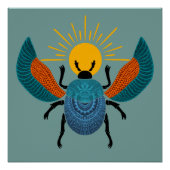 古代カラフルエジプトの転がスカーブの太陽 ポスター (正面)