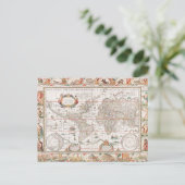 古代カラフル世界地図 ポストカード (スタンド正面)