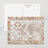 古代カラフル世界地図 ポストカード (正面/裏面)