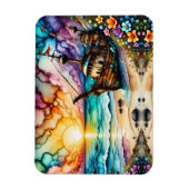 古代カラフル難破船ビーチの花と空 マグネット (縦)