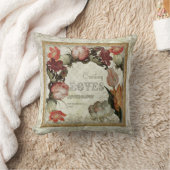 古代ガーデンヴィンテージフローラチューリップバラヘルボア クッション (ブランケット)