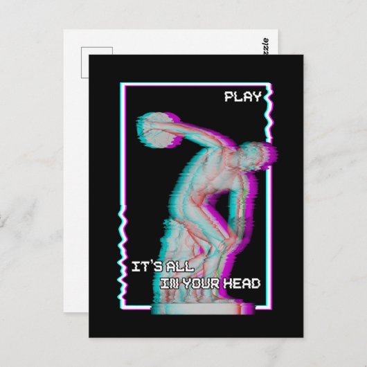 古代ギリシアのディスカス像が気化波を投げ掛ける大会 ポストカード (正面/裏面)