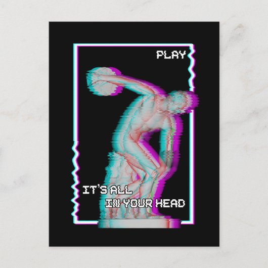 古代ギリシアのディスカス像が気化波を投げ掛ける大会 ポストカード (正面)