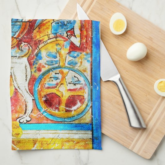 古代ギリシアの伝統的なギリシャ神話の壁pa キッチンタオル (四つ折り)