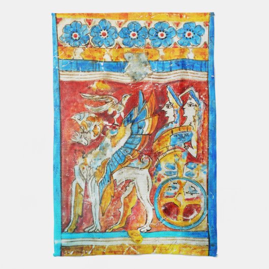 古代ギリシアの伝統的なギリシャ神話の壁pa キッチンタオル (縦)