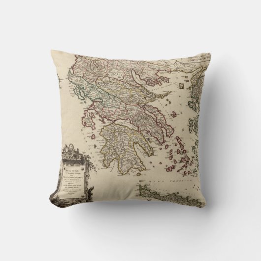 古代ギリシアGraecia Vetuのヴィンテージの旧式な地図 クッション (正面)
