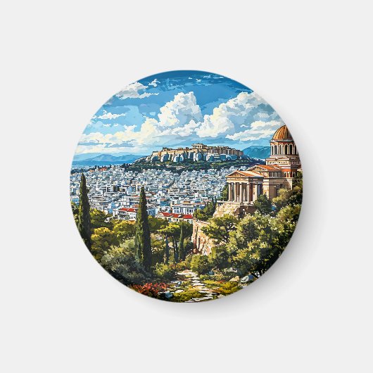 古代ギリシャのアテネにあるモニュメント マグネット (正面)