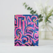 古代ギリシャのグラフィティ抽象芸術アートハンド色彩の鮮やか ポストカード (スタンド正面)