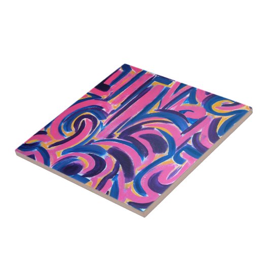 古代ギリシャのグラフィティ – 抽象芸術アートハンド色彩の鮮やか タイル (側面)