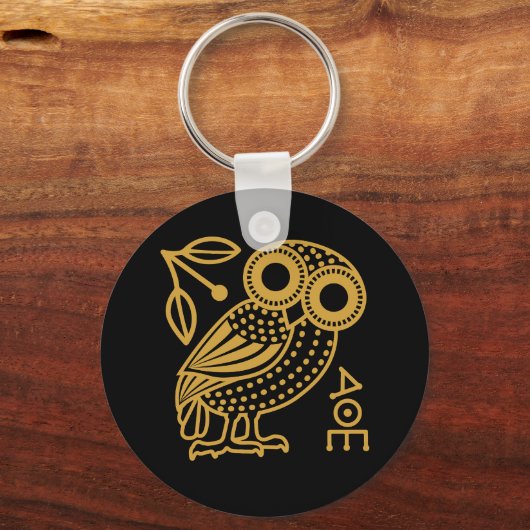 古代ギリシャのコインからアテネのフクロウの概要 キーホルダー (裏面)