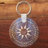 古代ギリシャのシンボル木材の民族的な太陽のモチーフを彫った キーホルダー (正面)