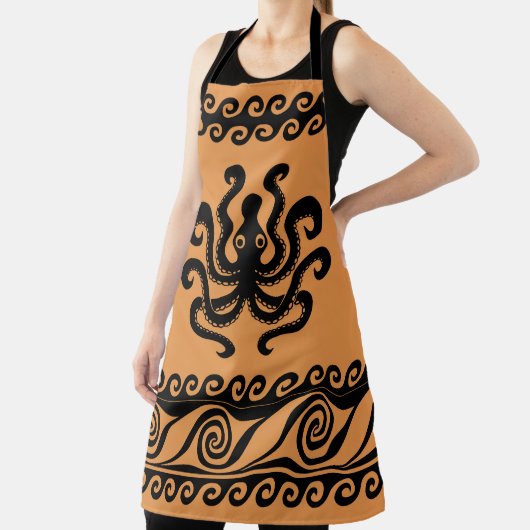 古代ギリシャのタコ、波のパターン エプロン (インサイチュ)