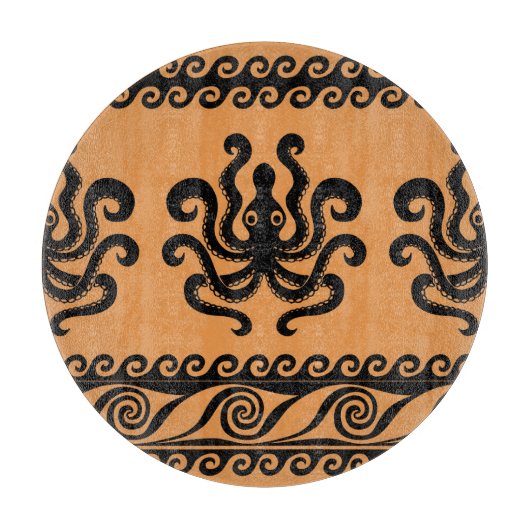 古代ギリシャのタコ、波のパターン カッティングボード (正面)