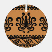 古代ギリシャのタコ、波のパターン ガラスオーナメント (裏面)