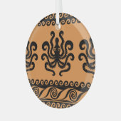 古代ギリシャのタコ、波のパターン ガラスオーナメント (正面左)