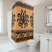 古代ギリシャのタコ、波のパターン シャワーカーテン (インサイチュ)