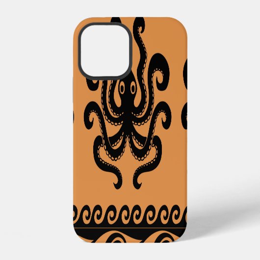 古代ギリシャのタコ、波模様 iPhoneケース (裏面)