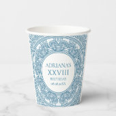 古代ギリシャのトガパーティーテーマと青いパターン 紙コップ (裏面)