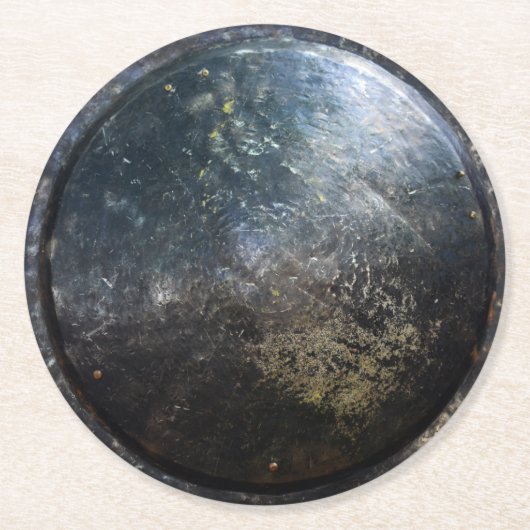 古代ギリシャのトロイの木馬の盾バッグラーescutchon gla ラウンドペーパーコースター (正面)