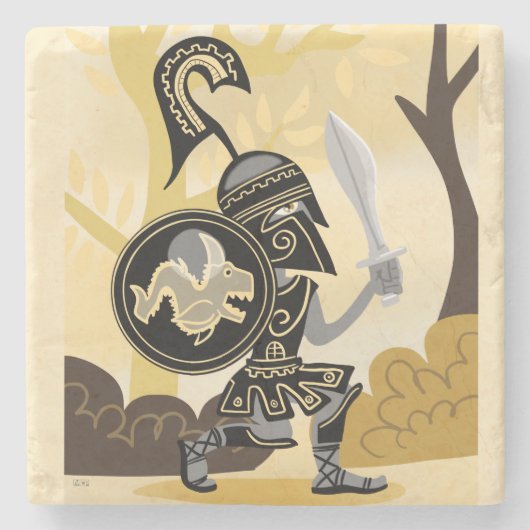 古代ギリシャのホプリテ ストーンコースター (正面)