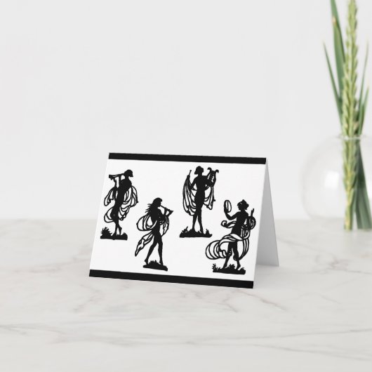 古代ギリシャのミューズのシルエット ノートカード (正面)