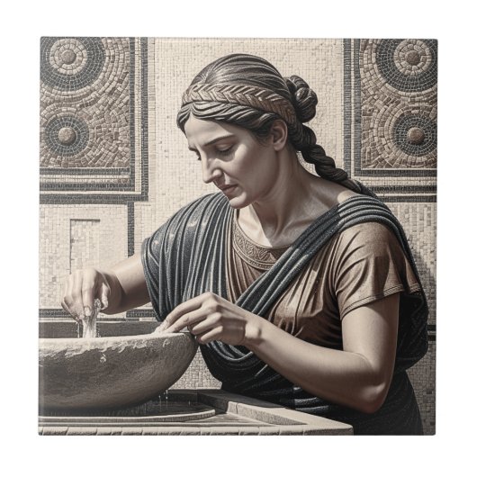 古代ギリシャのモザイク女性ホームタイル タイル (正面)