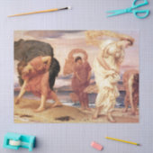 古代ギリシャの女性がビーチで小石を拾う 薄葉紙 (クラフト)