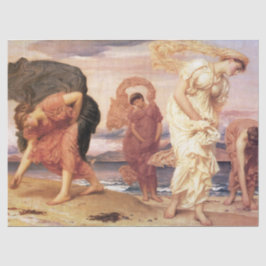 古代ギリシャの女性がビーチで小石を拾う 薄葉紙