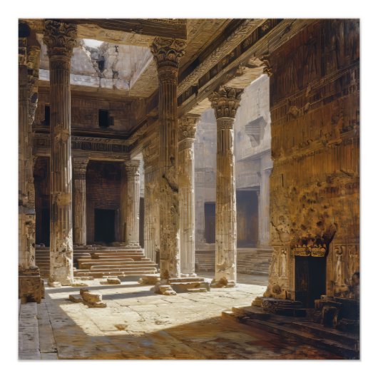 古代ギリシャの寺院遺跡 ポスター (正面)