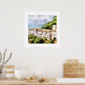 古代ギリシャの山側の村の水の色 ポスター (キッチン)