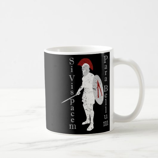 古代ギリシャの戦士の歴史ラテンSi Vis Pacem P コーヒーマグカップ (右)