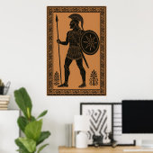 古代ギリシャの戦士 – ブラック姿陶器スタイル ポスター (ホームオフィス)